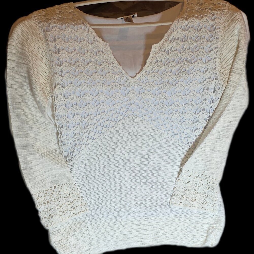 Lily Pulitzer White Cotton Crocheted Top size M